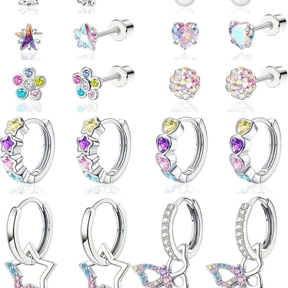 Hypoallergenic Stainless Steel Earrings Set 10 Pairs for Women Girls Daily Wear